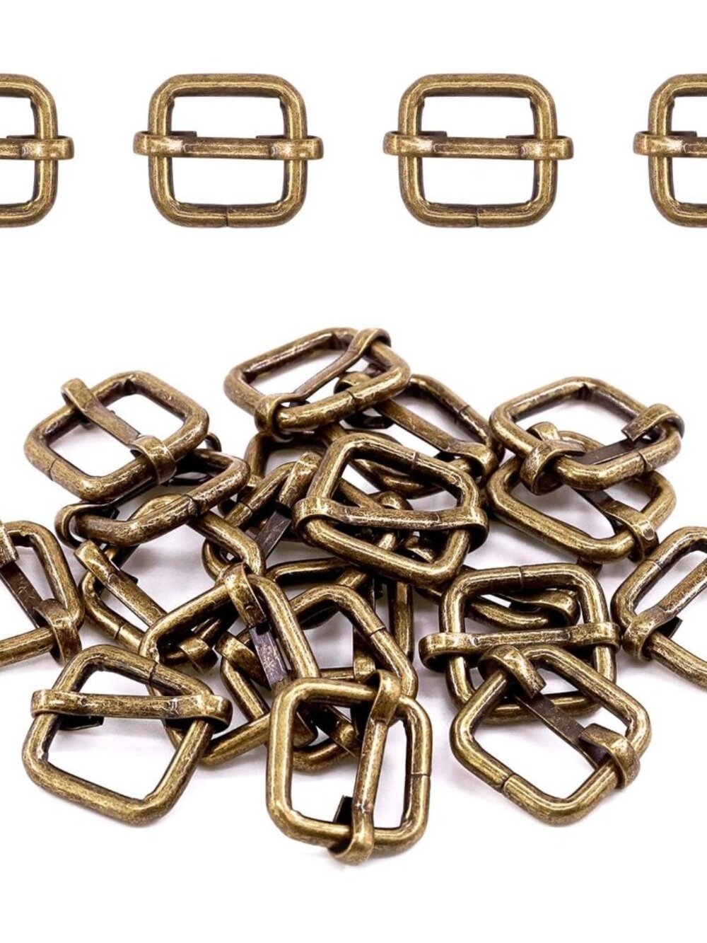 60Pcs 1/2 Inch - 13mm Bronze Metal Rings Metal Rectangle Adjuster Triglides Slid